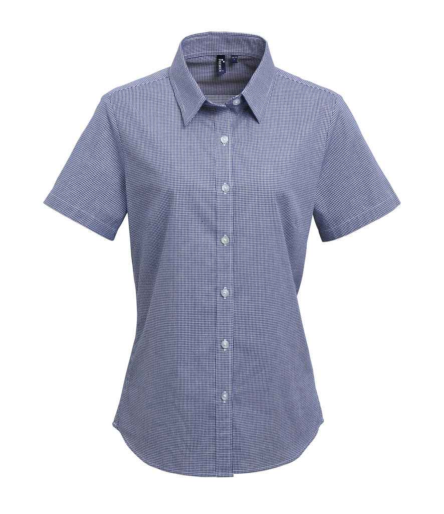 Premier Ladies Gingham Short Sleeve Shirt - FRONT