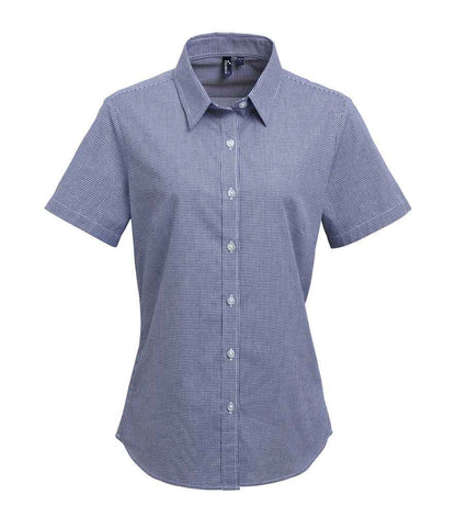 Premier Ladies Gingham Short Sleeve Shirt - FRONT