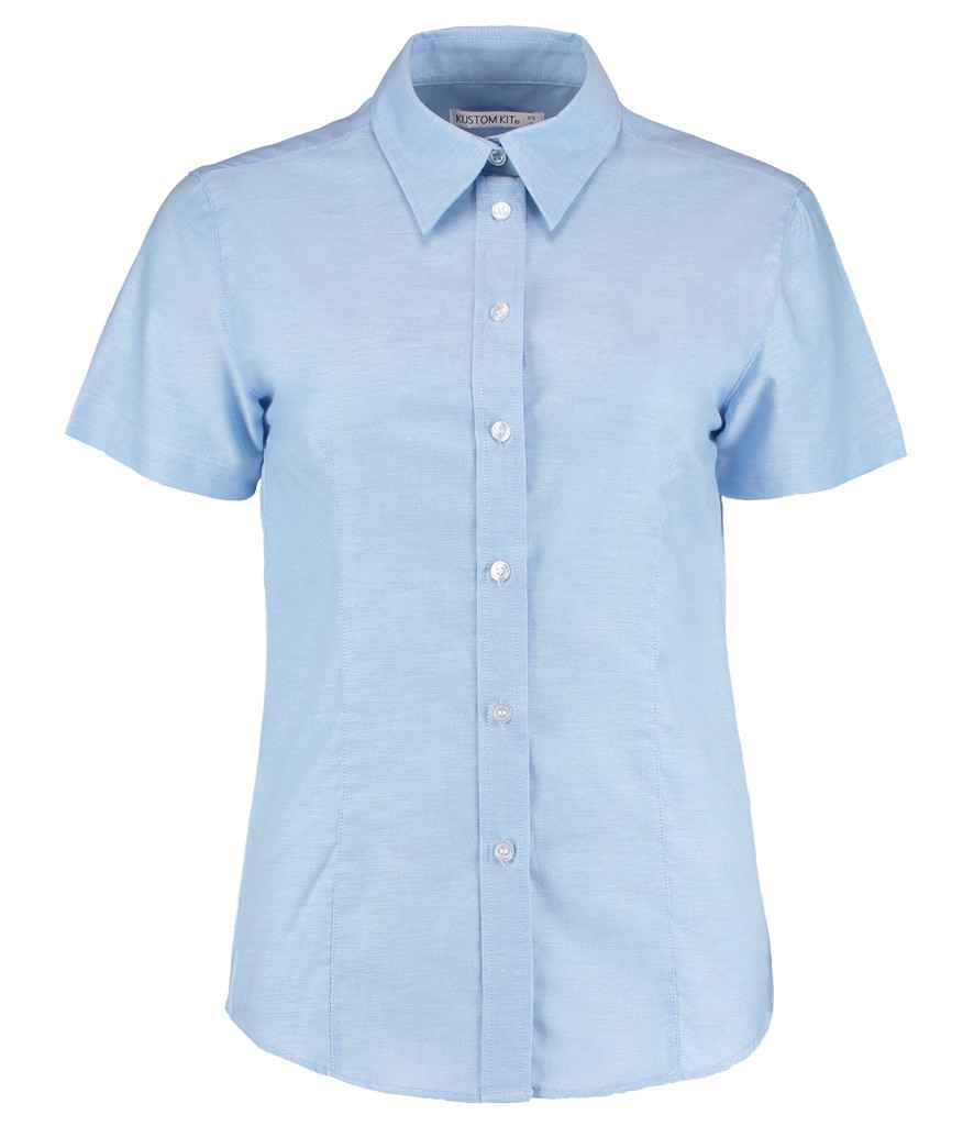Kustom Kit Ladies Short Sleeve Tailored Workwear Oxford Shirt - FRONT