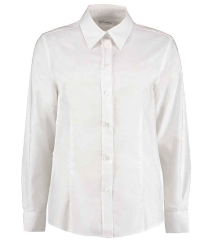 Kustom Kit Ladies Long Sleeve Tailored Workwear Oxford Shirt - FRONT