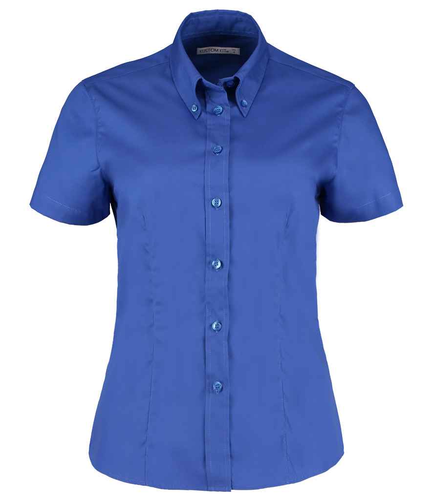 Kustom Kit Ladies Premium Short Sleeve Tailored Oxford Shirt - FRONT