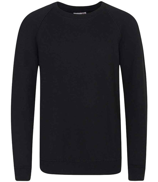 AWDis Academy Kids Raglan Sweatshirt - Black (AC001B) - front