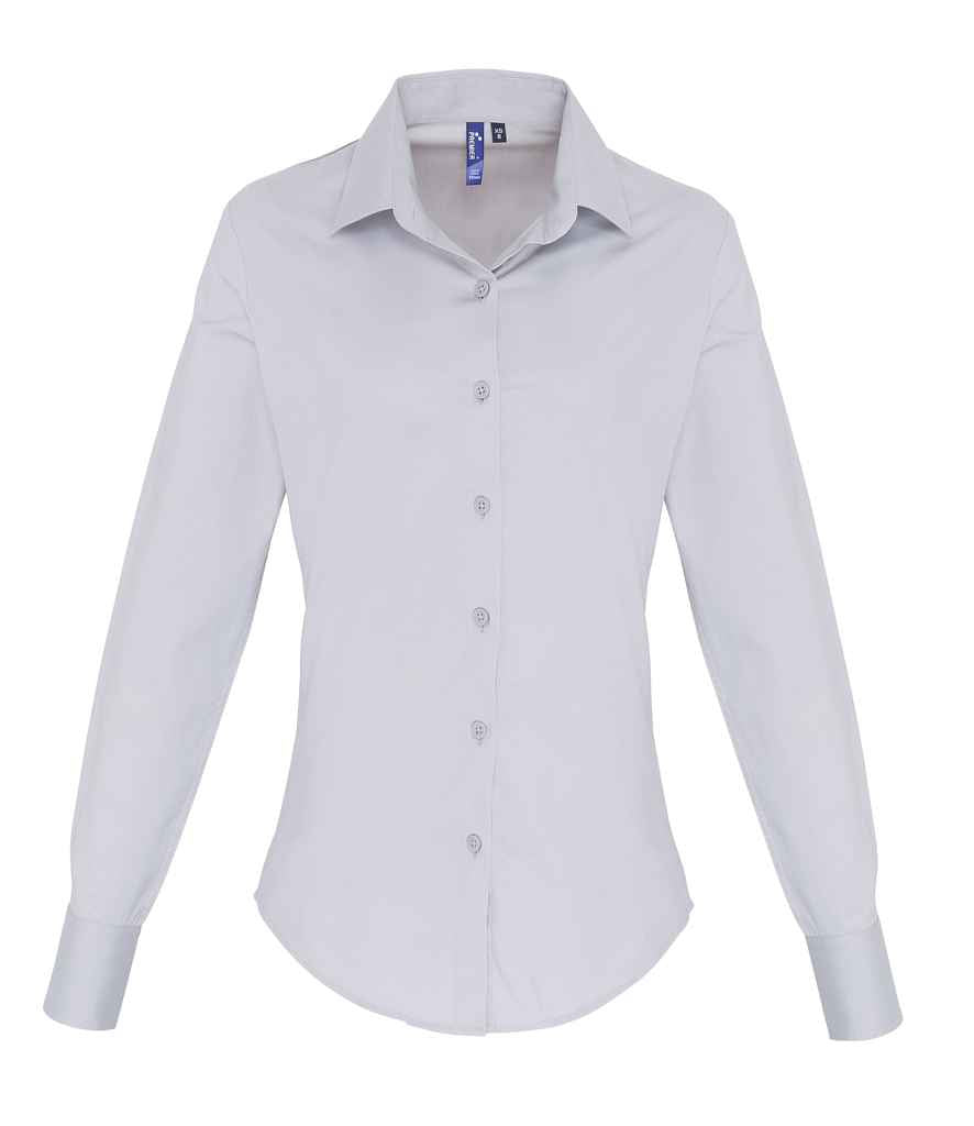 Premier Ladies Long Sleeve Stretch Fit Poplin Shirt - FRONT