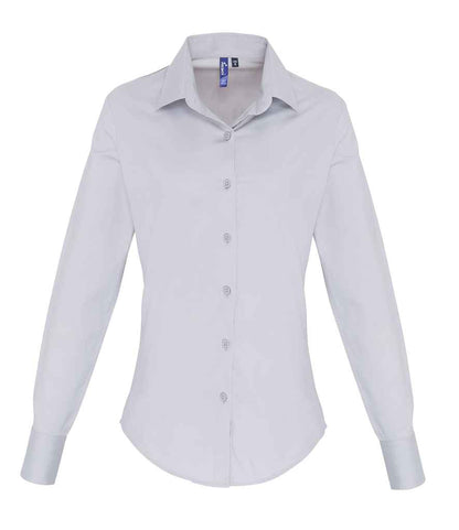 Premier Ladies Long Sleeve Stretch Fit Poplin Shirt - FRONT