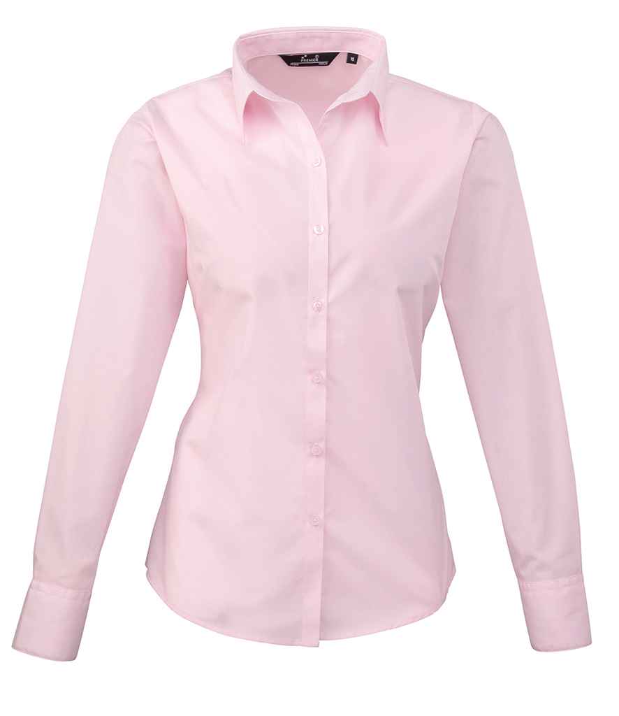 Premier Ladies Long Sleeve Poplin Blouse - FRONT