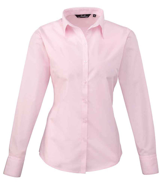 Premier Ladies Long Sleeve Poplin Blouse - FRONT
