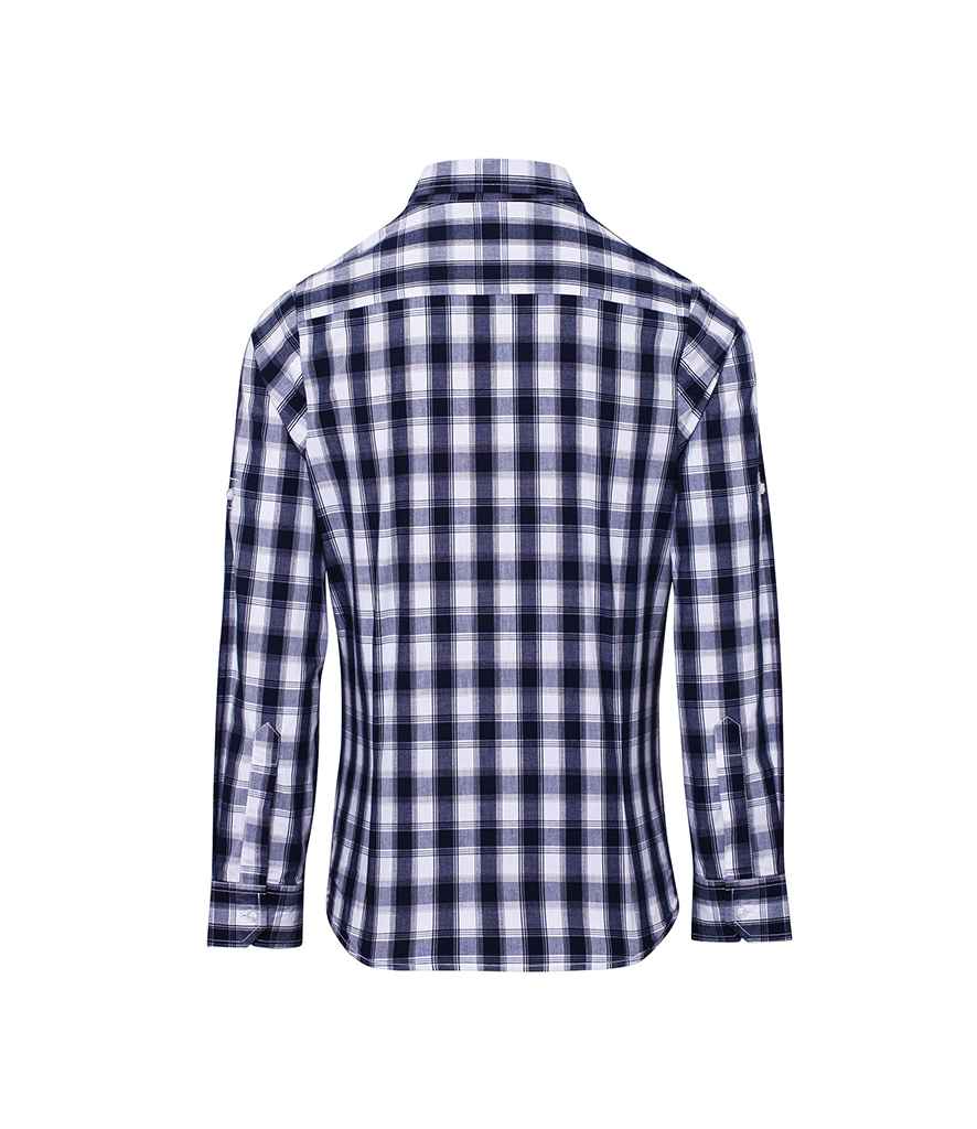 Premier Ladies Mulligan Check Long Sleeve Shirt - BACK