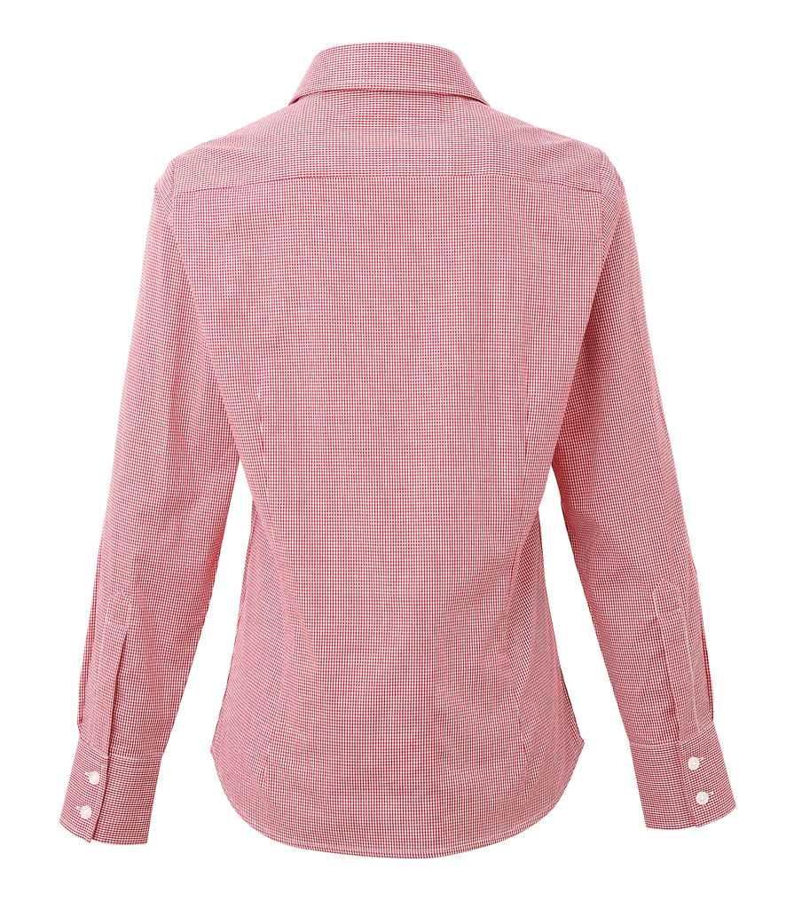 Premier Ladies Gingham Long Sleeve Shirt - BACK