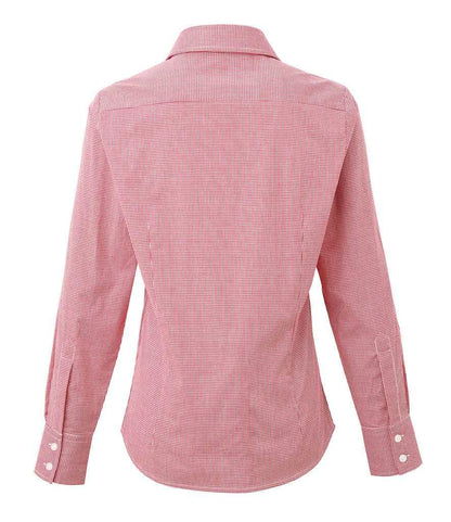 Premier Ladies Gingham Long Sleeve Shirt - BACK