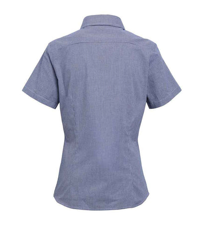 Premier Ladies Gingham Short Sleeve Shirt - BACK