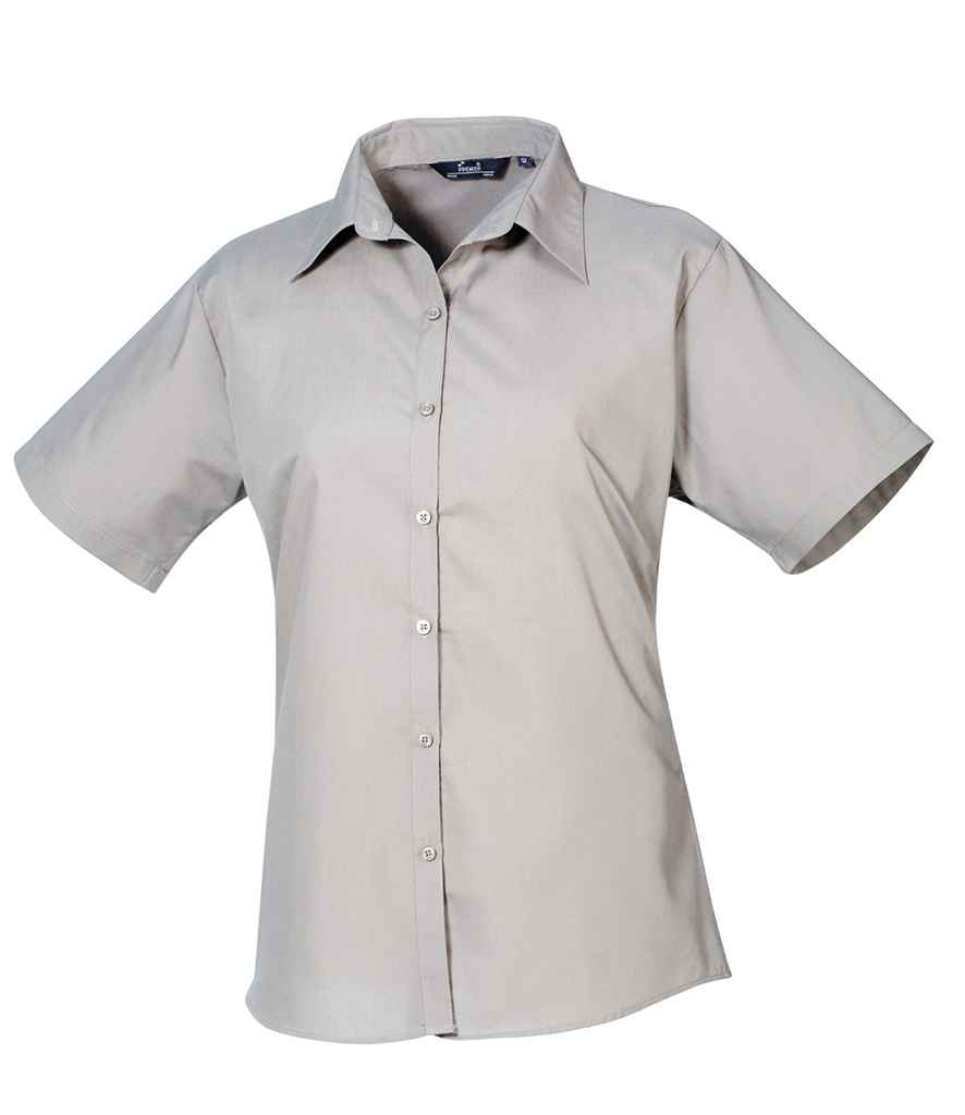 Premier Ladies Short Sleeve Poplin Blouse - FRONT