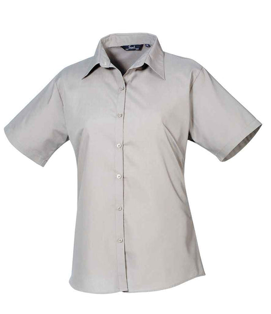 Premier Ladies Short Sleeve Poplin Blouse - FRONT