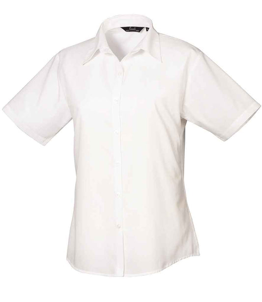 Premier Ladies Short Sleeve Poplin Blouse - FRONT