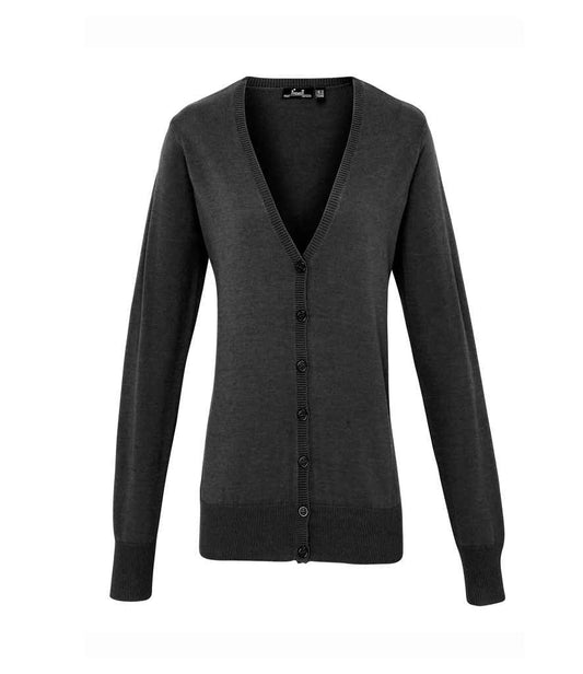 Premier Ladies Cotton Acrylic V Neck Cardigan - FRONT