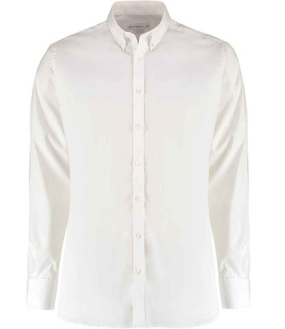 Kustom Kit Slim Fit Stretch Long Sleeve Oxford Shirt - FRONT