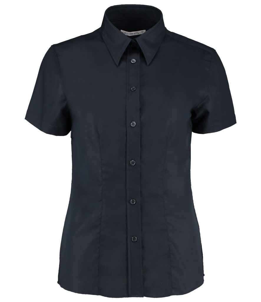 Kustom Kit Ladies Short Sleeve Tailored Workwear Oxford Shirt - FRONT