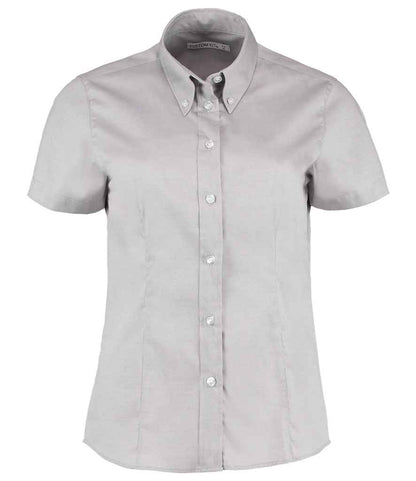 Kustom Kit Ladies Premium Short Sleeve Tailored Oxford Shirt - FRONT