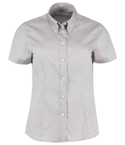Kustom Kit Ladies Premium Short Sleeve Tailored Oxford Shirt - FRONT