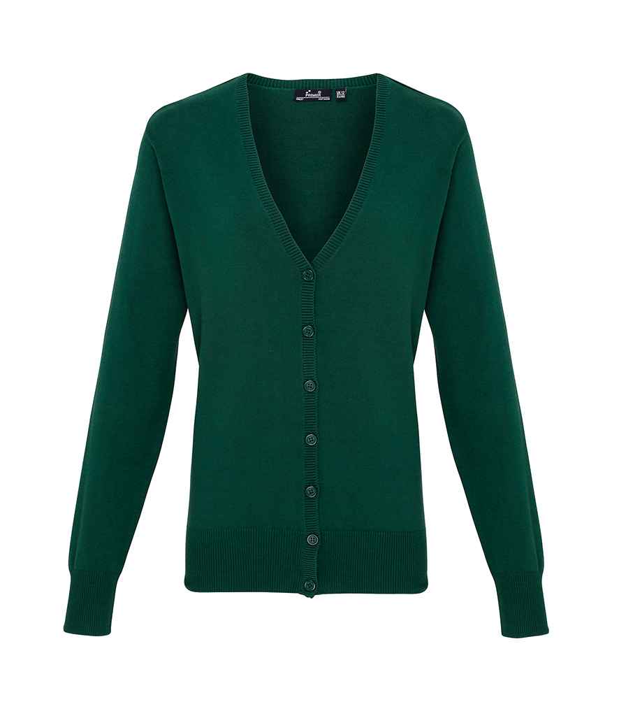 Premier Ladies Cotton Acrylic V Neck Cardigan - FRONT