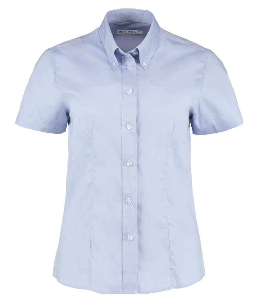 Kustom Kit Ladies Premium Short Sleeve Tailored Oxford Shirt - FRONT