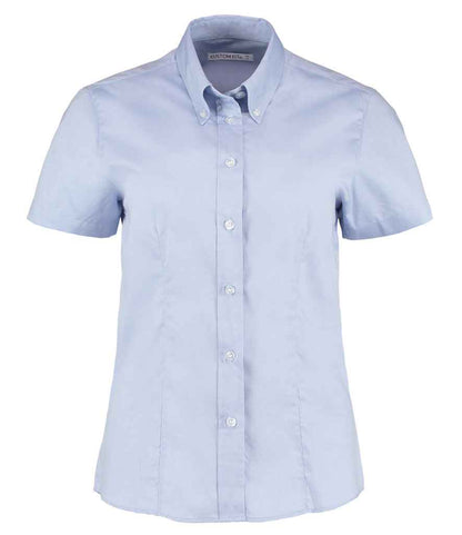 Kustom Kit Ladies Premium Short Sleeve Tailored Oxford Shirt - FRONT