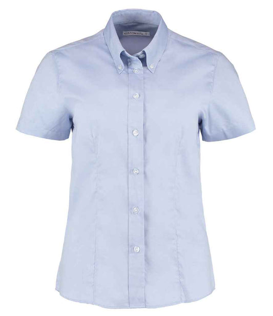 Kustom Kit Ladies Premium Short Sleeve Tailored Oxford Shirt - FRONT