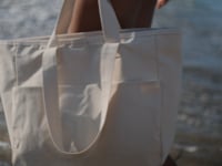 Westford Mill Double Handle Cargo Pocket Tote Bag - Natural (W604)