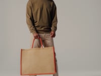 Westford Mill Natural Starched Jute Market Shopper - Natural/Navy (W475)