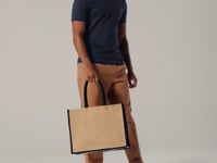 Westford Mill Natural Starched Jute Classic Shopper - Natural/Black (W470)