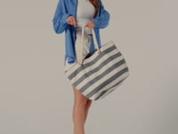 Westford Mill Nautical Beach Bag - Natural/Grey (W680)
