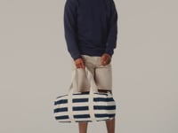 Westford Mill Nautical Barrel Bag - Natural/Grey (W688)