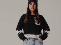 Beechfield Striped Fan Beanie - Black/White (BB473R)